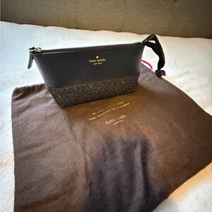 Kate Spade Black Textured cosmetic bag or wristlet